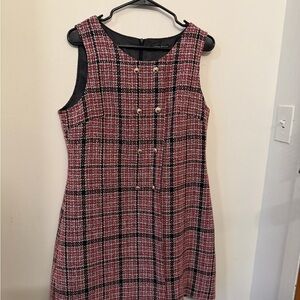 SHEIN Double Breasted Plaid Tweed Dress